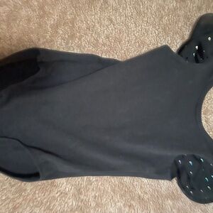 Bloch Black Leotard, Rhinestones on cap sleeves, size 120
